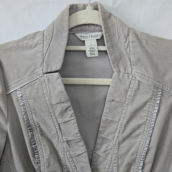 WHBM White House Black Market Grey Velvet Blazer with Grey Satin Trim Sz 4 - Picture 4 of 15